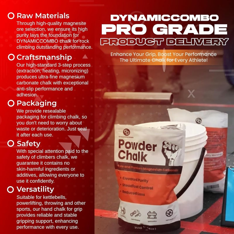 DYNAMICCOMBO Climbing Chalk | Ultra-Fine Gym Chalk Powder for Weight Lifting, Bouldering & Gymnastics - Image 3